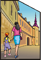 mother and child in street